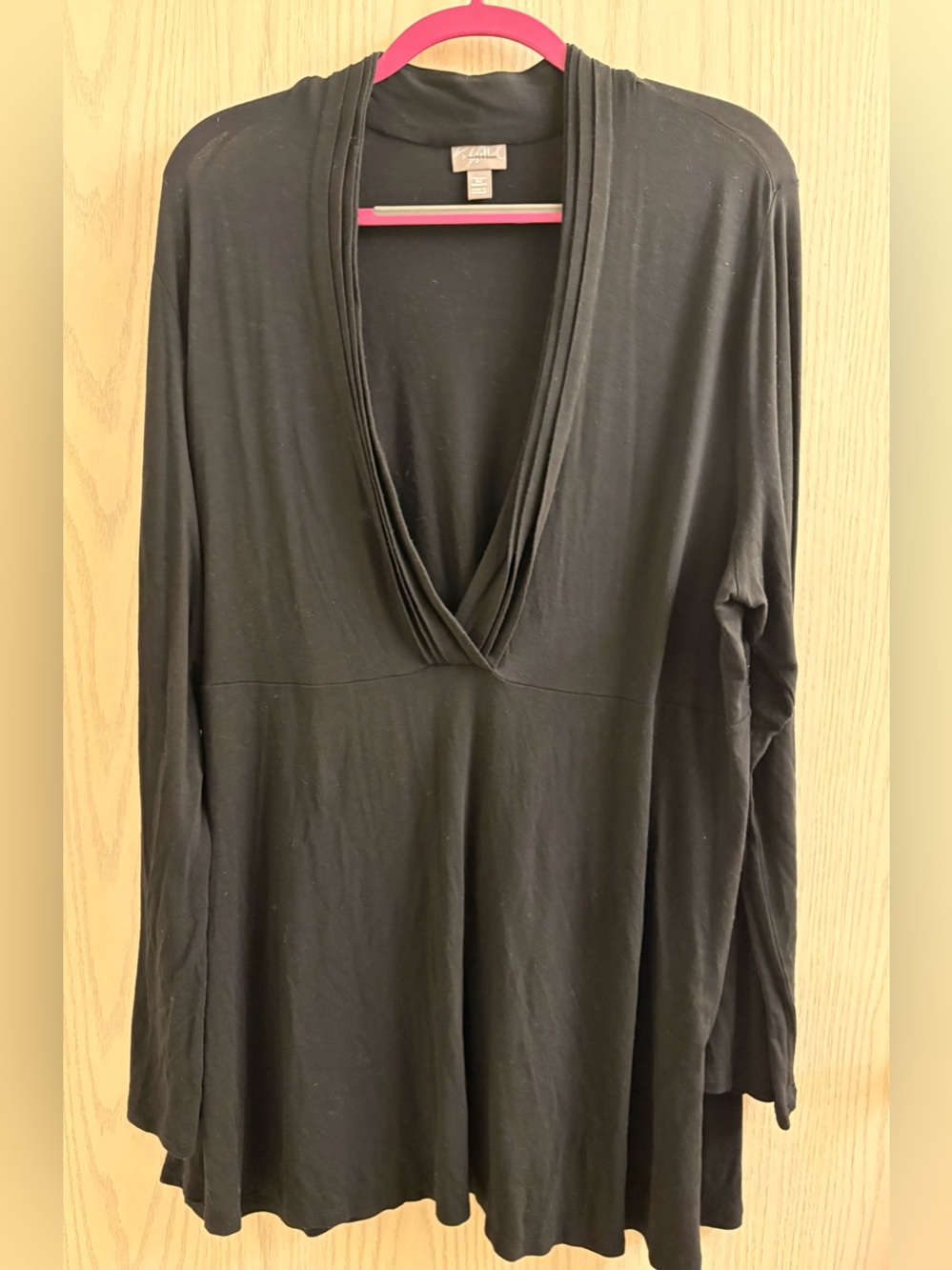 J. Jill Black Long Sleeve Draped V-Neck Tunic